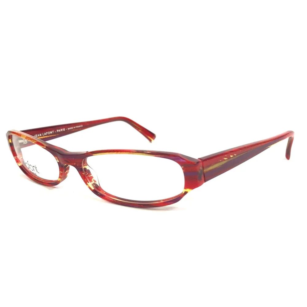 Jean Lafont Eyeglasses Frames PUNCH 633 Red Striped Horn Cat Eye 53-15-142